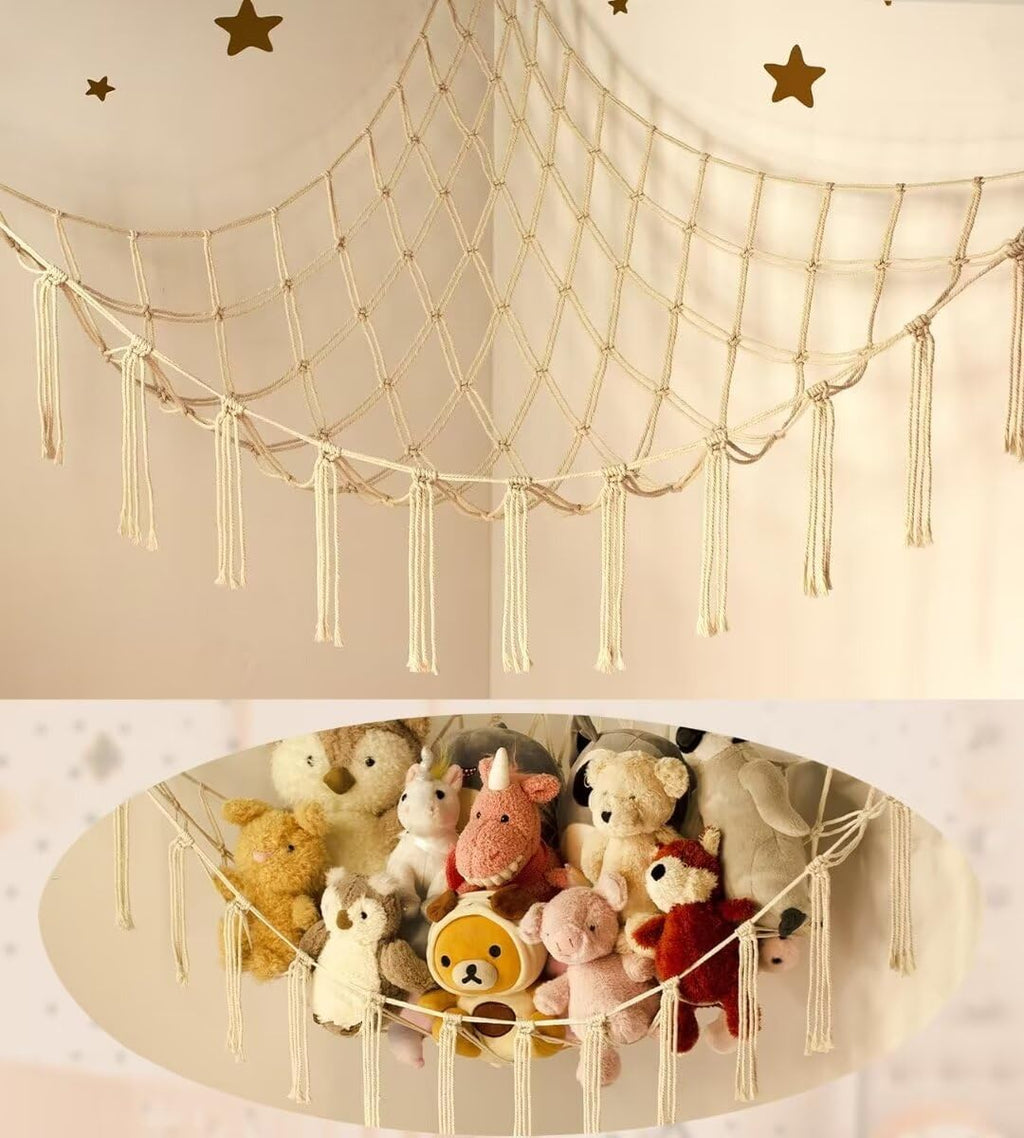Skiennix Stuffed Animal Storage Hammock - Large Toy Organizer Net for Kids' Room Decor | Plush Holder