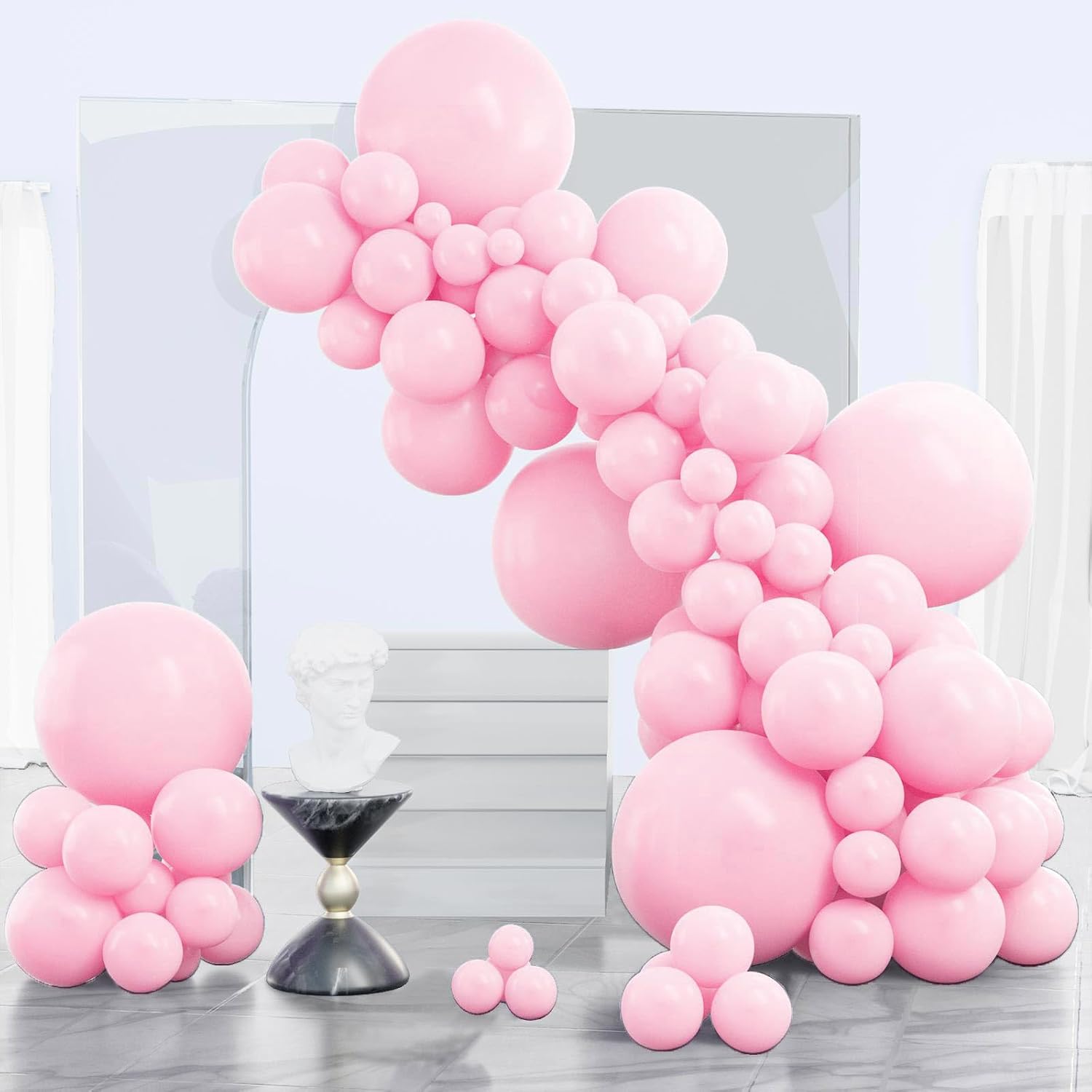 PartyWoo Baby Pink Balloons - 120 Pcs in Various Sizes for Baby Shower & Birthday Decor | Arch Kit & Garland
