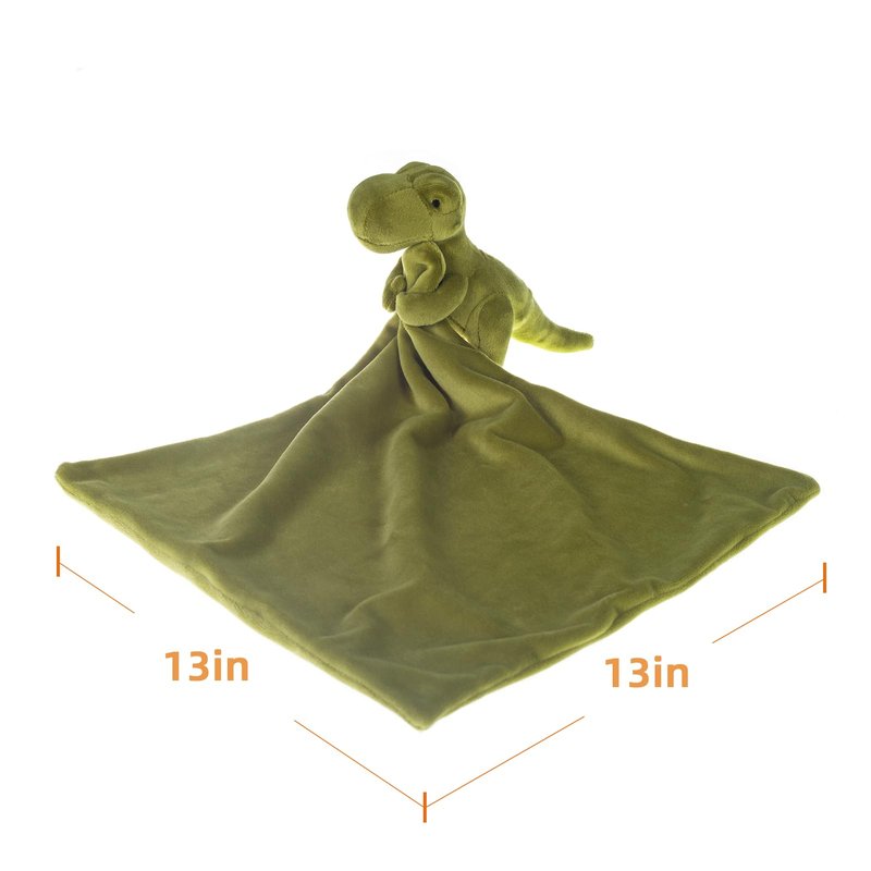 Apricot Lamb Snuggler Plush Infant Stuffed Animals Dinosaur Security Blanket Nursery Character Blanket (Green Dinosaur, 13 Inches)