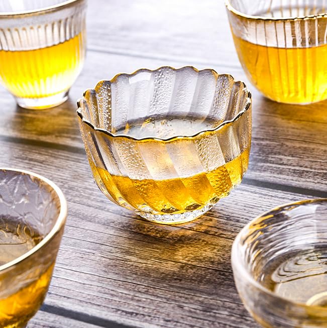 Rikyo Style G 6Pcs Japanese Sake Set Heat-Resistant Glass Cups 50ml