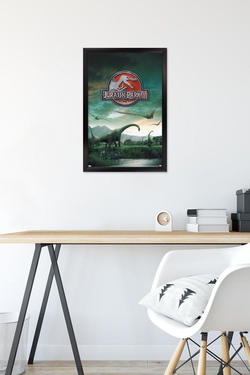 Trends International Jurassic Park 3 - Dinosaurs Wall Poster, 14.725" x 22.375", Black Framed Version