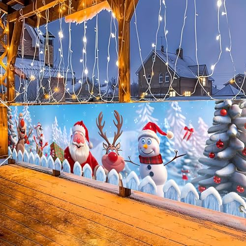 Christmas Yard Banner Santa Reindeer Snowman 78x17 Inches Outdoor Holiday Decoration