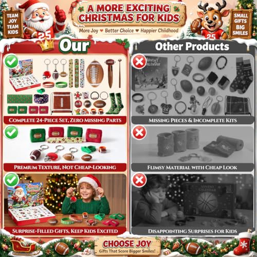 FUHSY 24-Piece Football Advent Calendar 2026 for Kids, Christmas Countdown Gifts