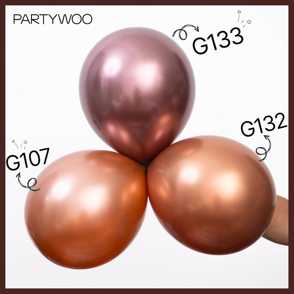 PartyWoo Copper Balloons - 50pcs 12 Inch Bronze Metallic Latex Helium Balloons for Celebrations