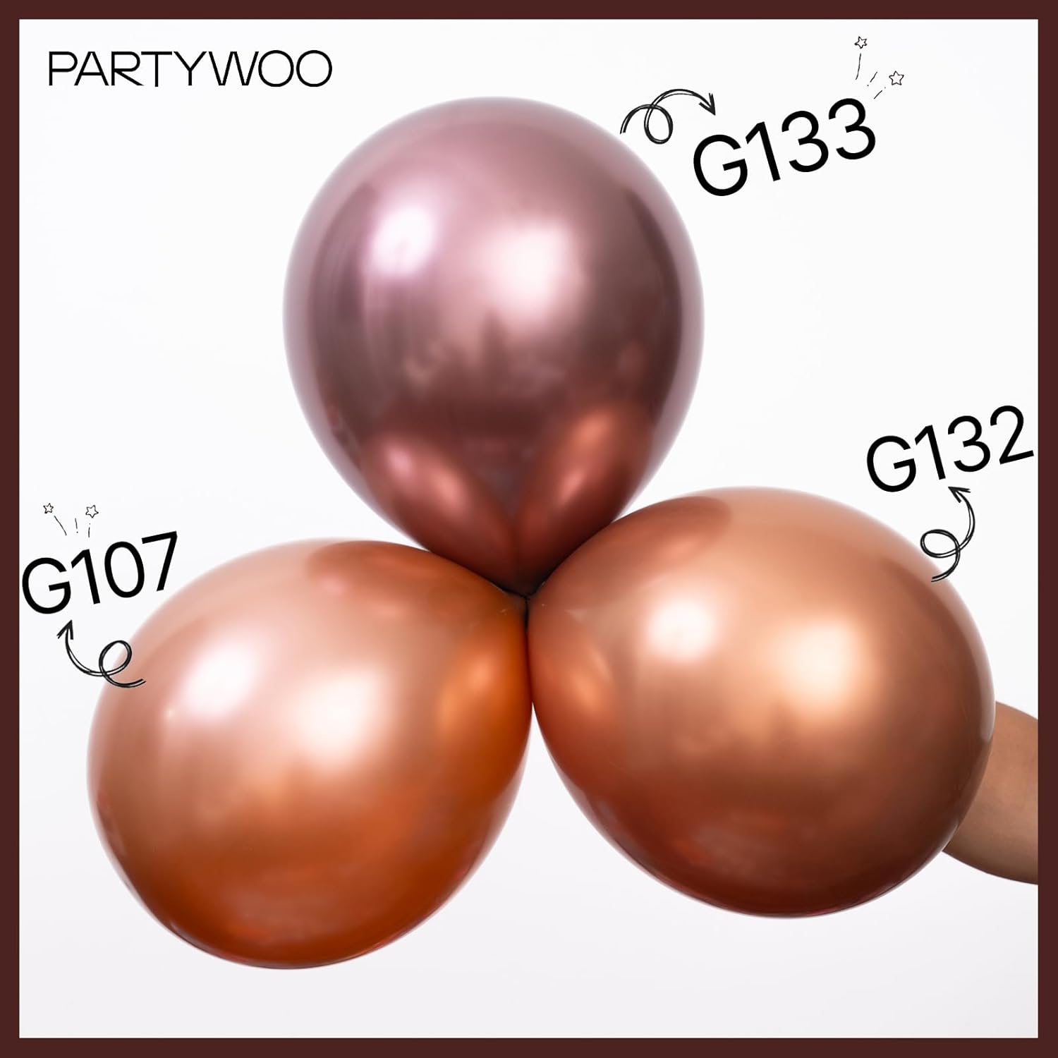 PartyWoo Copper Balloons - 50pcs 12 Inch Bronze Metallic Latex Helium Balloons for Celebrations