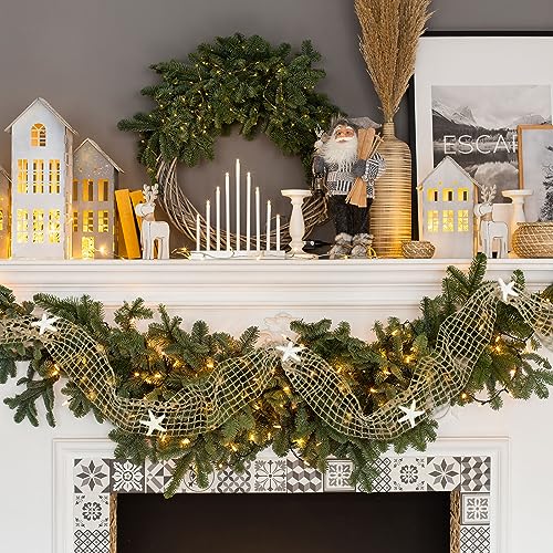 Xinnun 20ft Coastal Christmas Garland with White or Brown Starfish - Nautical Beach Decor