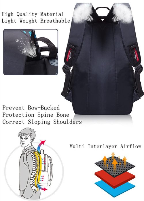 SOMBLG Boys Backpack Student Kids Bookbags Durable School Bags Big Heavy Duty Travel Waterproof (2-Blue)