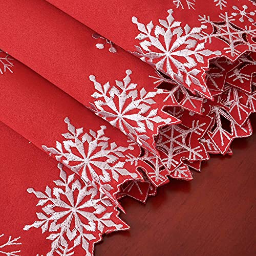 Simhomsen Embroidered Snowflakes Christmas Table Runner 14x69 inches Winter Decor