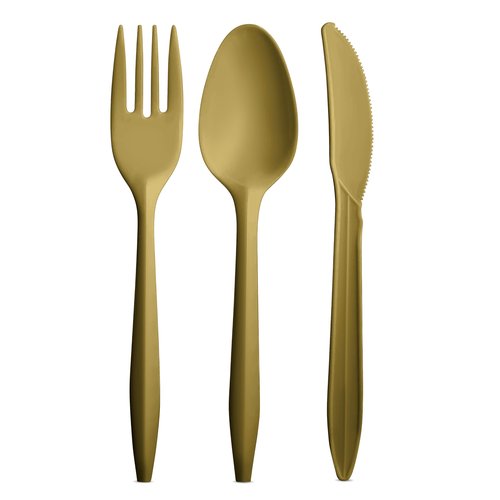 1000 Count Gold Silverware Set, 334 Forks, 333 Spoons, 333 Knives, Medium Weight BPA Free Disposable Plastic Cutlery Set, Bulk Combo Pack Flatware Set for Party Supplies