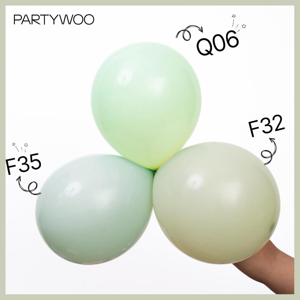 PartyWoo Sage Green Balloon Arch Kit - 152 Pcs in Various Sizes for Wedding & Birthday Decor | Dusty Boho Green