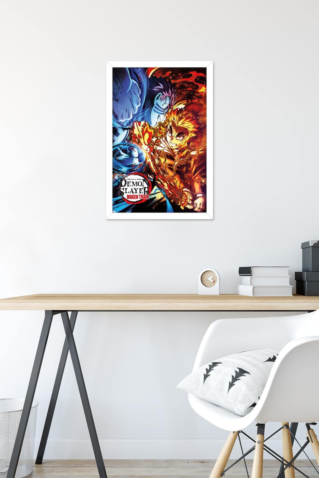 Trends International Demon Slayer: Mugen Train - Versus One Sheet Wall Poster, 14.725" x 22.375", White Framed Version