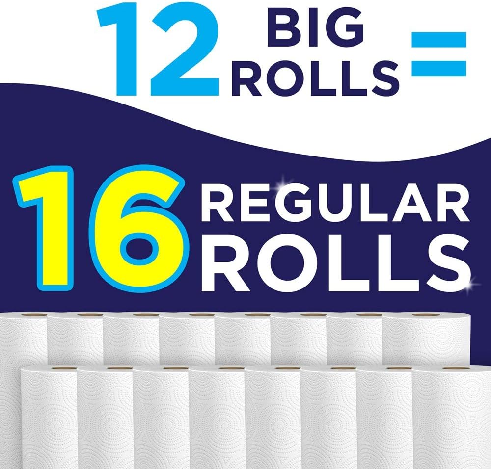 Sparkle Paper Towels - 12 Regular Rolls (16 Pick-a-Size) | Modern White for Easy Cleaning