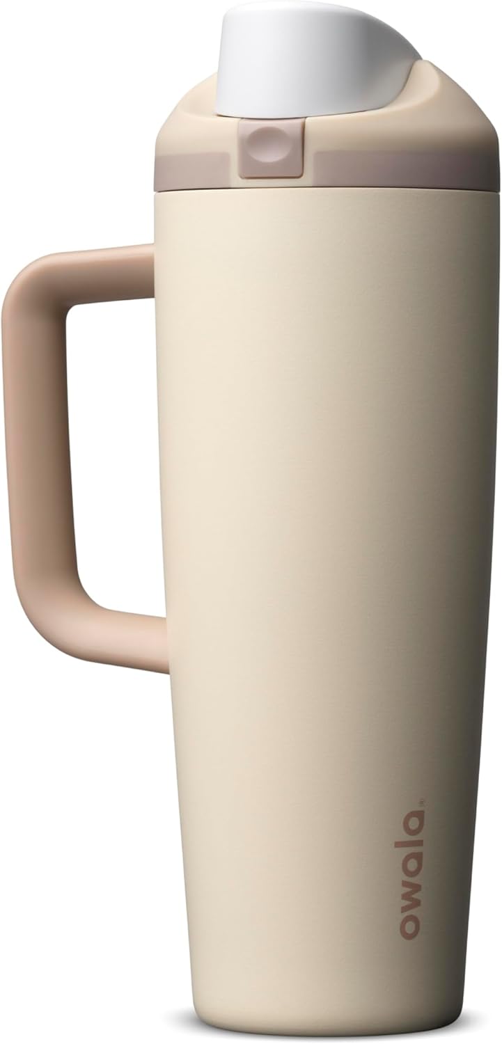 Owala FreeSip Tumbler - 30-Oz. Stainless Steel - Tan (Lightly Toasted) for Easy Hydration