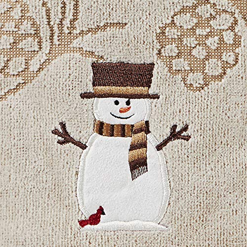 SKL Home Christmas/Winter Woodcut Snowman Hand Towel Set-2pc, Wheat – Variation Towel