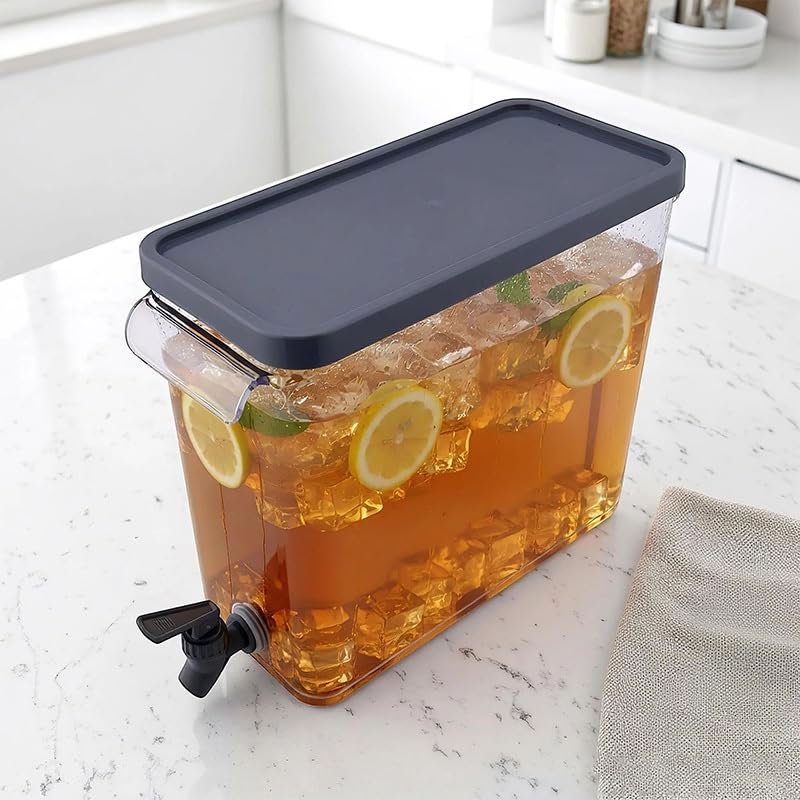 2-Gallon Slim Acrylic Refrigerator Beverage Dispenser - Leak-Proof Water & Drink Organizer