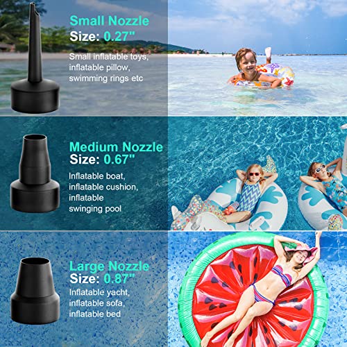 Portable Electric Air Pump for Inflatables with 3 Nozzles - Quick-Fill AC 110V