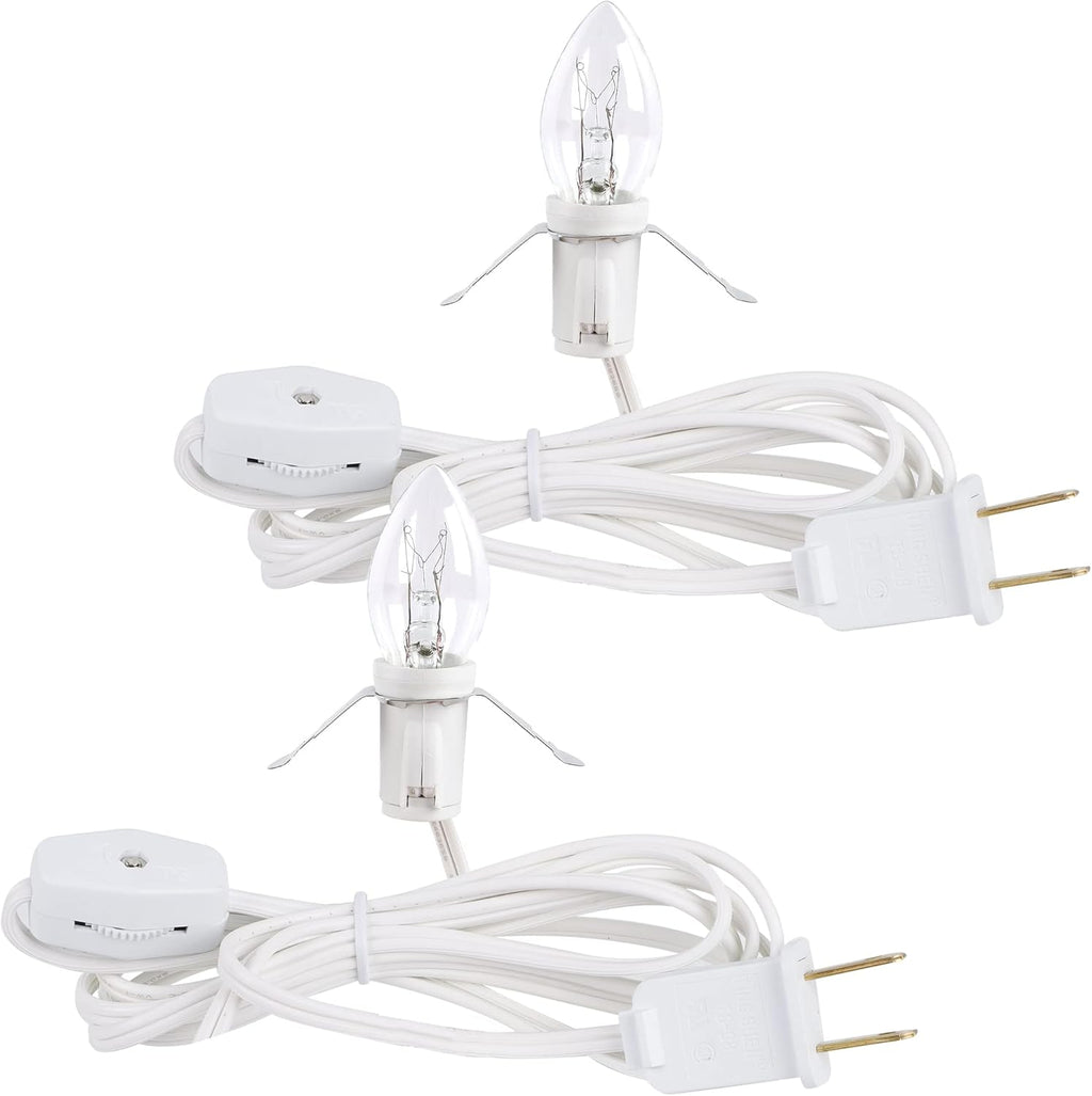 WATERGLIDE 6 FT Replacement Lamp Cord - 2 Pack with Clear Bulb & ON/OFF Switch | Ideal for Holiday Decor