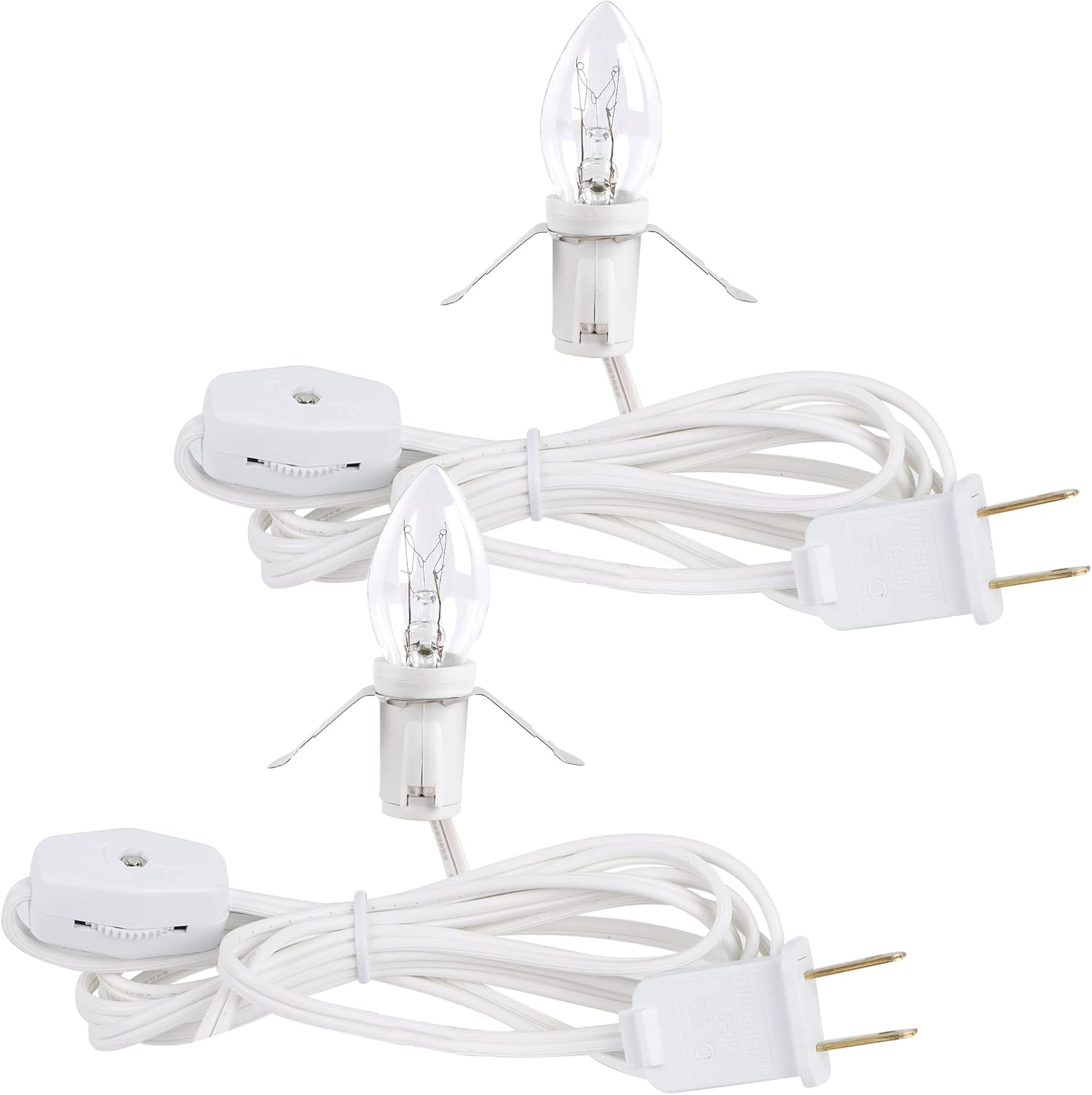 WATERGLIDE 6 FT Replacement Lamp Cord - 2 Pack with Clear Bulb & ON/OFF Switch | Ideal for Holiday Decor
