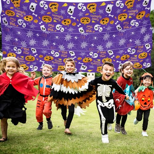 OHOME Halloween Tablecloth 52x87 in - Disposable Plastic Table Cover (2 Pack) Halloween Decorations