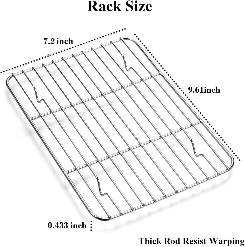 Wildone Baking Sheet Set - Stainless Steel Cookie Pan with Cooling Racks | 2 Sheets & 2 Racks, 10 x 8 x 1 Inch