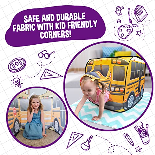 Sunny Days Entertainment Pop Up School Bus ? Indoor Playhouse for Kids | Yellow Vehicle Toy Gift for Boys and Girls