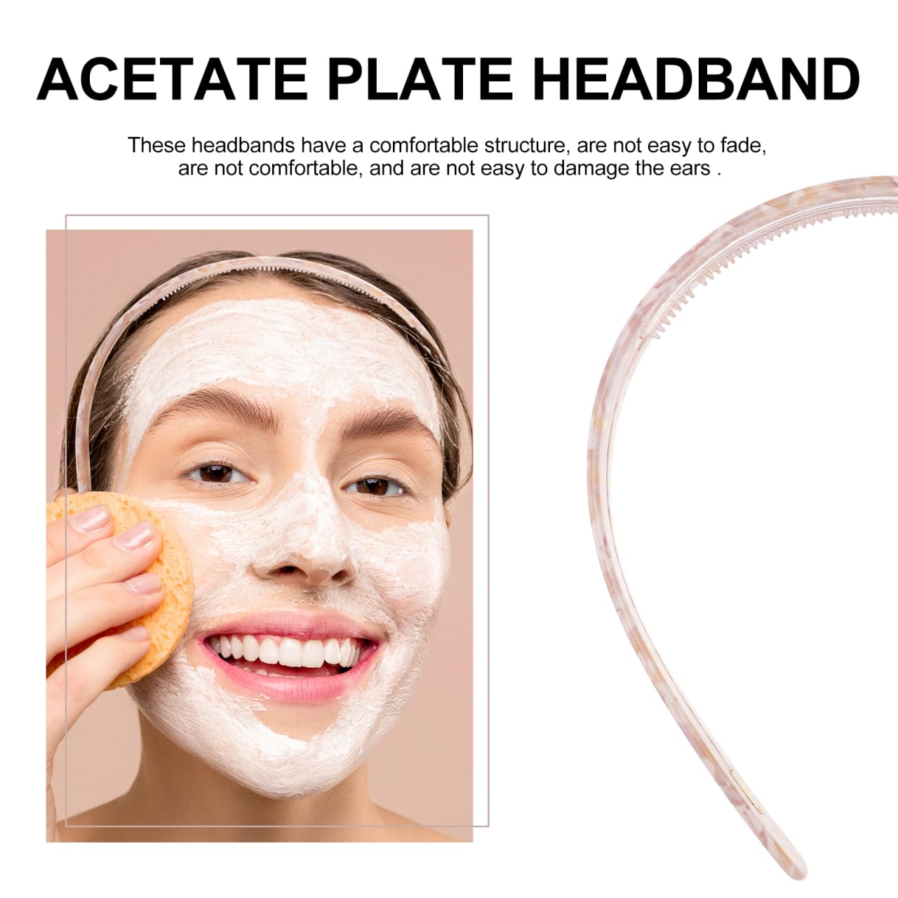 Uonlytech Tortoiseshell Hairband - Non-Slip Acetate Shower Headband for Women & Girls | 5.5 x 4.9 in