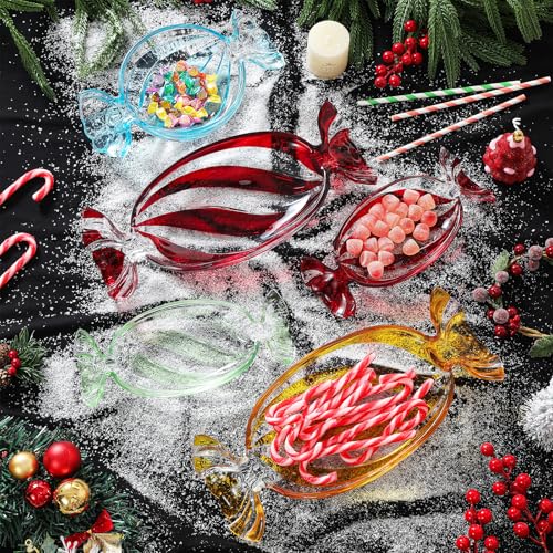 Blue Round Christmas Candy Glass Plate Serving Tray – Christmas Theme Display