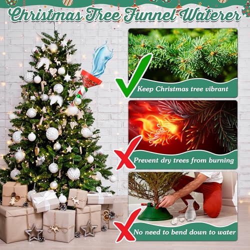Dreyoo Christmas Tree Watering Funnel & 44-Inch Adjustable Watering Stick - Spill-Free Holiday Tree Care, Red & Green