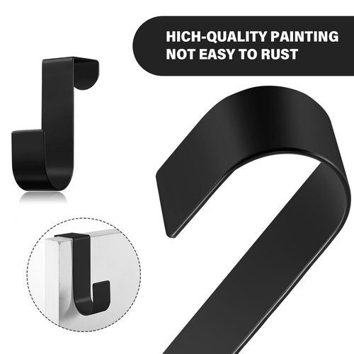 Hotop 12 Pcs Over Cabinet Drawer Door Hooks - Sturdy Metal Z-Shaped Hangers for Bathroom & Towel Organization (Black)