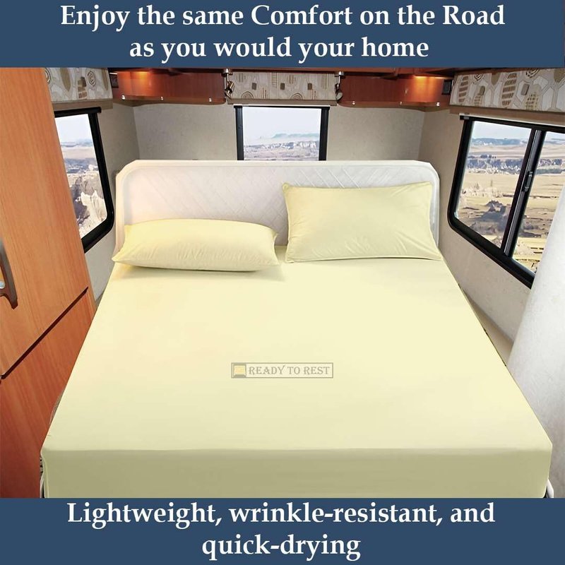 Olympic Queen Sheets (66 x 80) - Ivory Solid, 4 Piece Camper Sheet Set, 100% Egyption Cotton, 8 Inch Deep Pocket Fitted Sheet with Elastic All Around, Soft & Luxurious, Hotel Quality Sheets