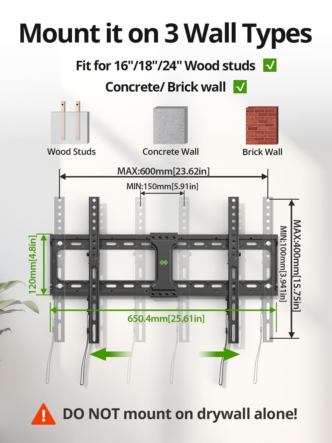 USX MOUNT Tilting TV Wall Mount for Most 37"-95" Flat Curved Screen Television & TV Mount Low Profile for Most 26-60" Flat Screen LED, LCD, Curved TVs