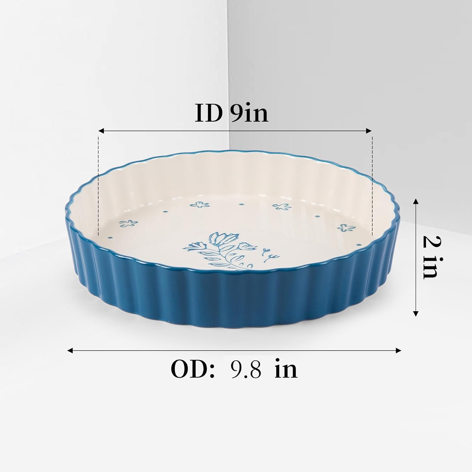 Wisenvoy Ceramic Pie Pan - 9 Inch Deep Dish Tart Pan for Perfect Quiches & Pies