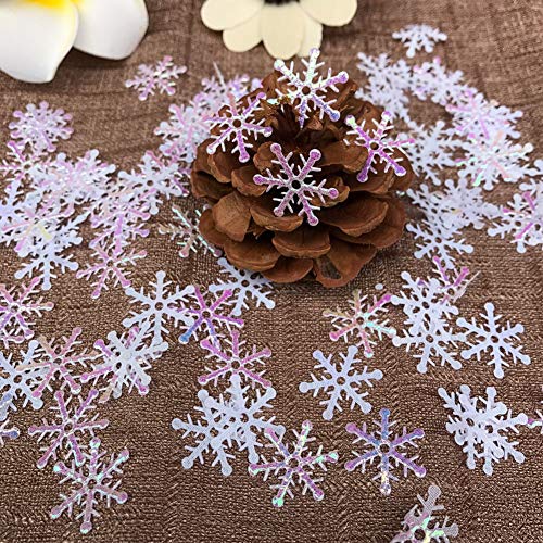 CCINEE 800pcs Snowflake Confetti - 3 Sizes White Glitter Decor for Christmas & Parties