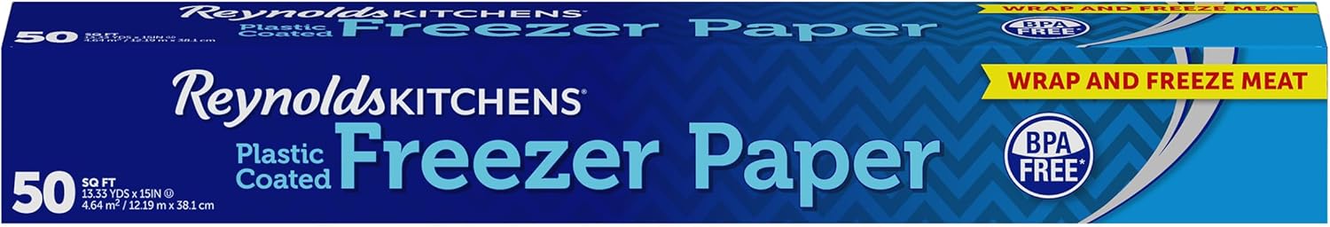 Reynolds Kitchens Freezer Paper - Plastic-Coated for Freshness | 50 Square Feet Roll