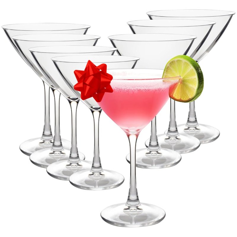 D'Eco Unbreakable Tritan Martini Glasses, 9 oz (Set of 8) - Crystal-Clear, BPA-Free Glasses for Espressos & Dirty Martinis - Cocktail Glasses for Entertaining & Parties - Wedding & Housewarming Gift