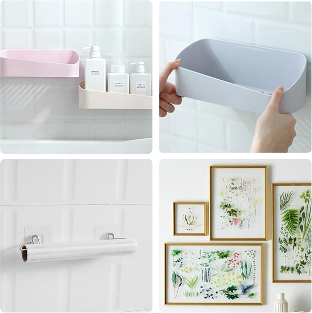Skiennix 14-Pack Shower Caddy Adhesive Replacement - No-Drill Corner Shelf Baskets for Bathroom & Kitchen Storage