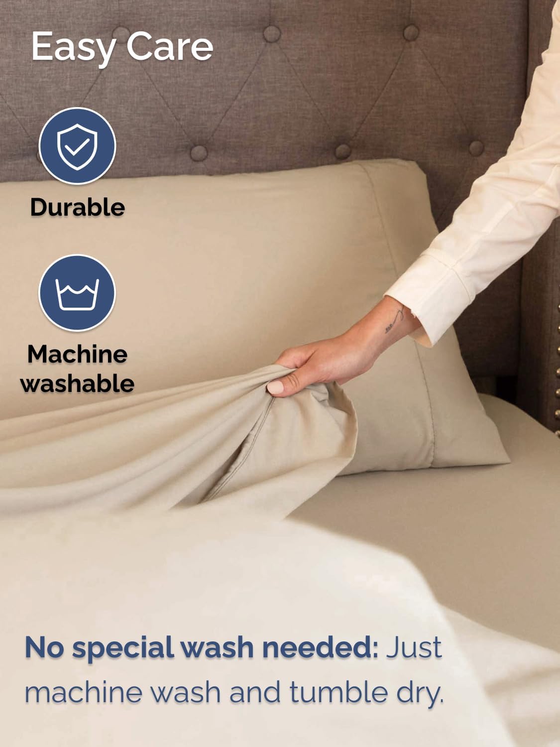 Skiennix Extra Deep Queen Sheet Set | 6-Piece Breathable Cooling Bedding - Soft, Wrinkle-Free Comfort - Cream