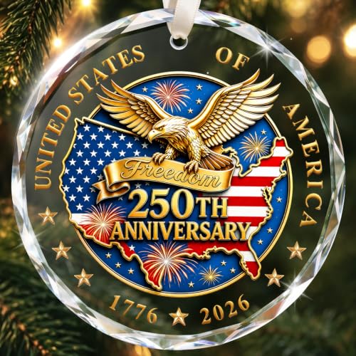 GISUREY USA 250th Anniversary Christmas Ornament 02-250th Bald Eagle Patriotic Keepsake 1776-2026