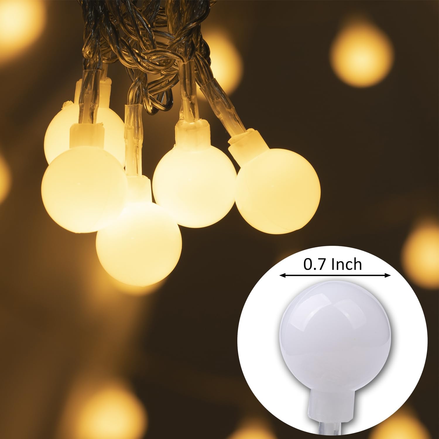Ogrmar 49 ft 100 LED Globe Ball String Lights - 8 Modes with Remote & Timer for Indoor/Outdoor Decor | Warm White