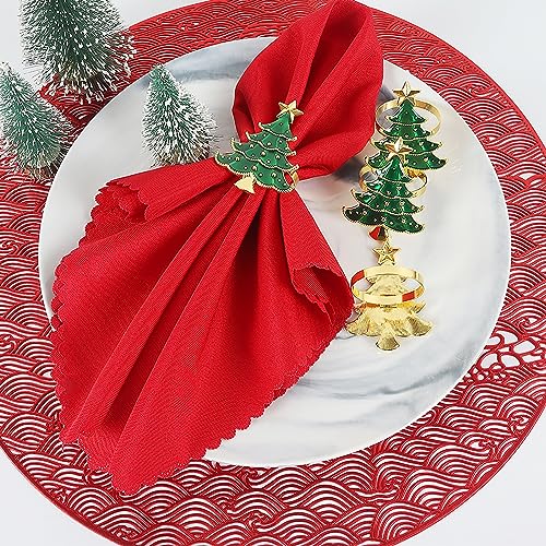 Emivery Set of 8 Christmas Tree Metal Napkin Rings Holiday Table Decor