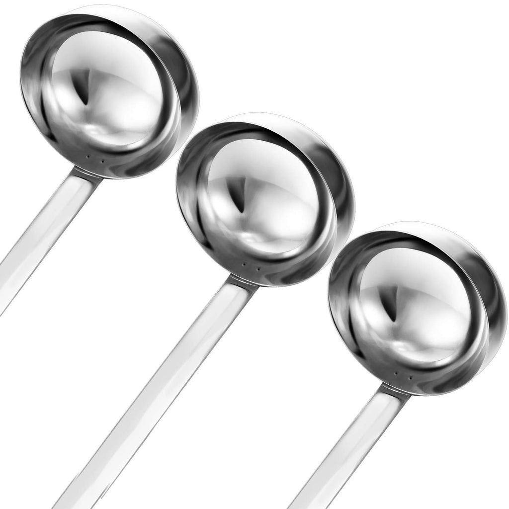 meekoo Stainless Steel Ladle Soup Handle Ladle with Pouring Rim for Kitchen Cooking Soup Sauce