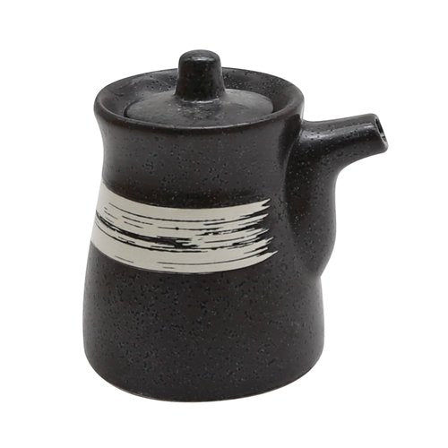 MDEOOSKY Ceramic Seasoning Bottle, Japanese Style Earthenware Ceramic Oil Dispenser, Olive Oil Dispenser, Sushi Sauce Container, for Kitchen Cooking, 6.76 fl oz (White Brush)