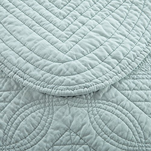 Luxury King Size Light Aqua Cotton Quilt - Breathable All-Season Coverlet