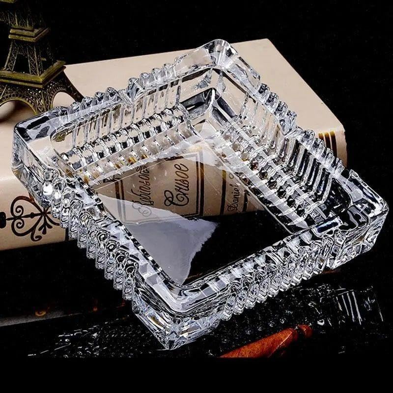 Handmade Glass Ashtray – Decorative Crystal Ash Holder for Home and Patio