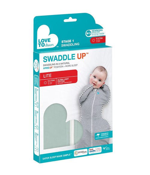 Love To Dream Swaddle Up - Baby Sleep Sack for Newborns | Self-Soothing Snug Fit, Lite 0.2 Tog, 13-19 lbs, Olive