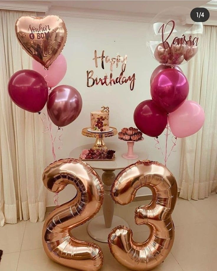 Numbers 23 Balloon - 40 Inch Rose Gold Foil 23rd Birthday Decorations for Women | Graduation & Memorial Day