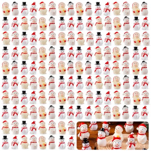 FFNIU 72Pcs Mini Snowman Figurines - SnowmanFigurines72Pcs 6 Styles Resin Christmas Decor