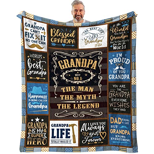 Black Grandpa Gifts Throw Blanket 60 x 50 Inches - Cozy & Meaningful Gift for Grandfather