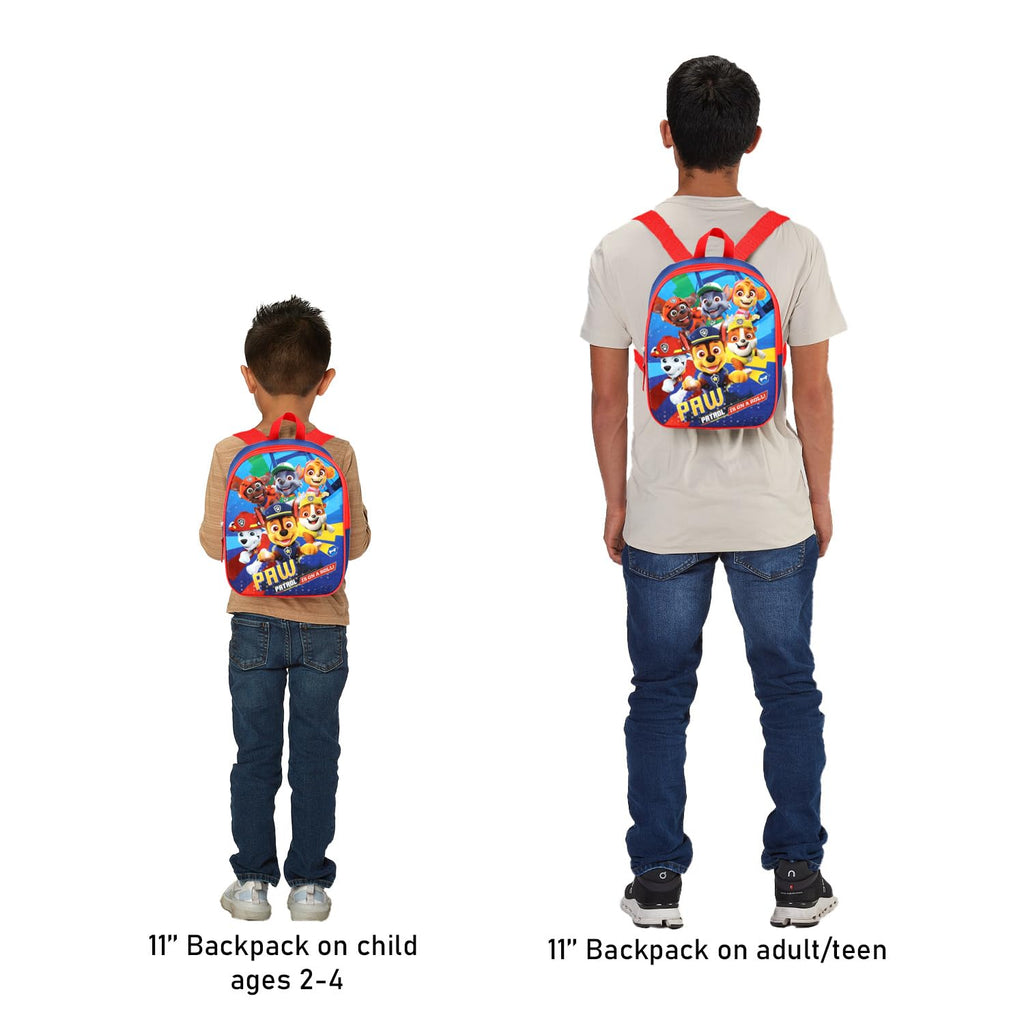 Paw Patrol Mini Backpack for Boys - Bundle with 12" Small Backpack Featuring Chase, Marshall, Rubble Plus Water Bottle, Stickers and More | Paw Patrol Mini School Bag Set for Kids
