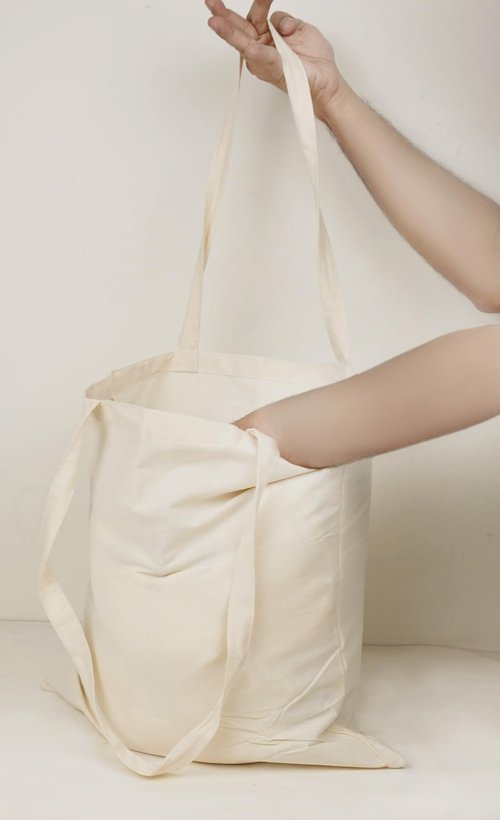 Lenenz Tote Bags, Reusable Cotton Grocery Bags, Heavy Duty Shopping Bags with Reinforced Stitching, Large 15 x 16 Inch, Natural, Pack of 6